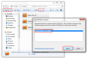 Windows Contacts - VCF export