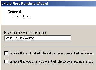 eMule - Izbor korisničkog imena