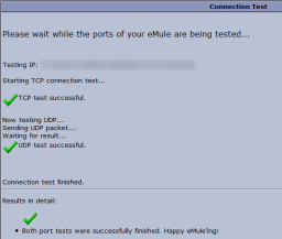 eMule - dobar rezultat kod testiranja portova