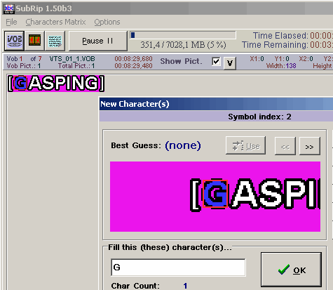 SubRip - prepoznavanje karaktera